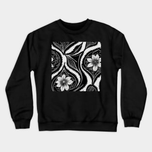 Black and White Vintage Floral Cottagecore Gothic Romantic Flower Peony Rose Leaf Design Crewneck Sweatshirt